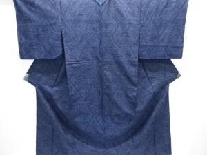 重要無形文化財本場結城紬80亀甲　草葉模様織り出し単衣着物